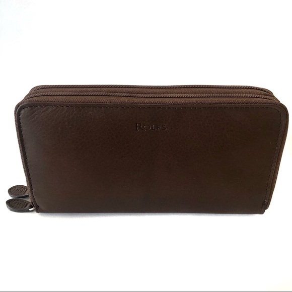 Rolfs Handbags - Rolf’s Leather Double Zipper Wallet - Chocolate